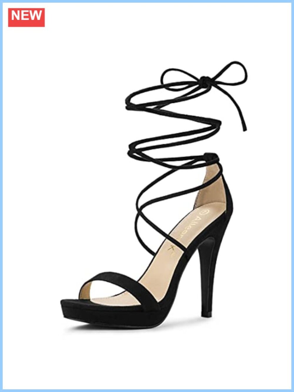 Faux Suede Lace Up Platform Stiletto Heels Sandals